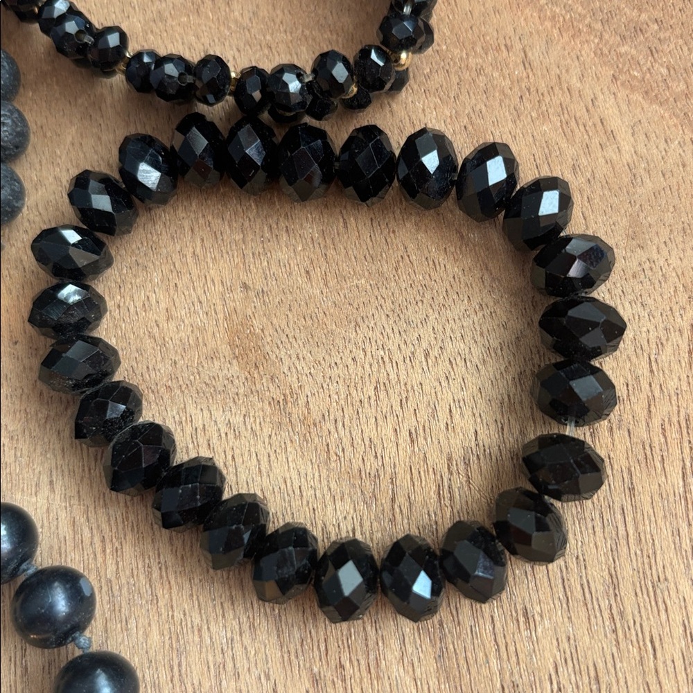 Set of Black Beaded Bracelets - Picture 3 of 7